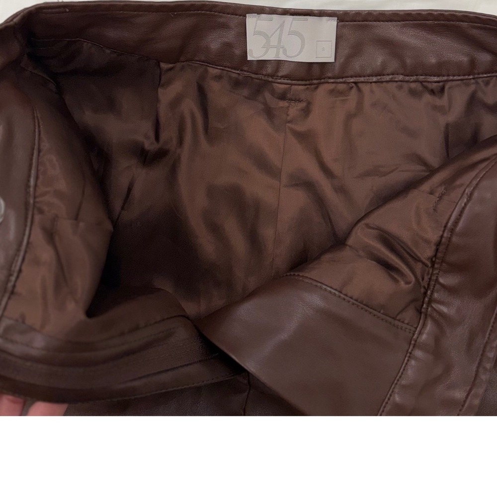 Crescent 545 Brown Faux Leather Shorts Size S High Rise Tailored Chocolate - Picture 11 of 16